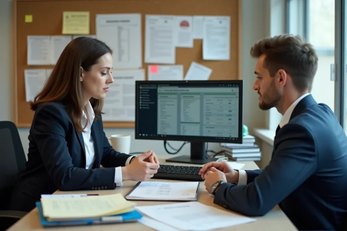 Deux agents administratifs collaborant sur la plateforme numérique Capicom pour la gestion des services aux citoyens